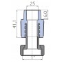 Переходник Ekoplastik 25x1 металлическая вставка и накидная гайка